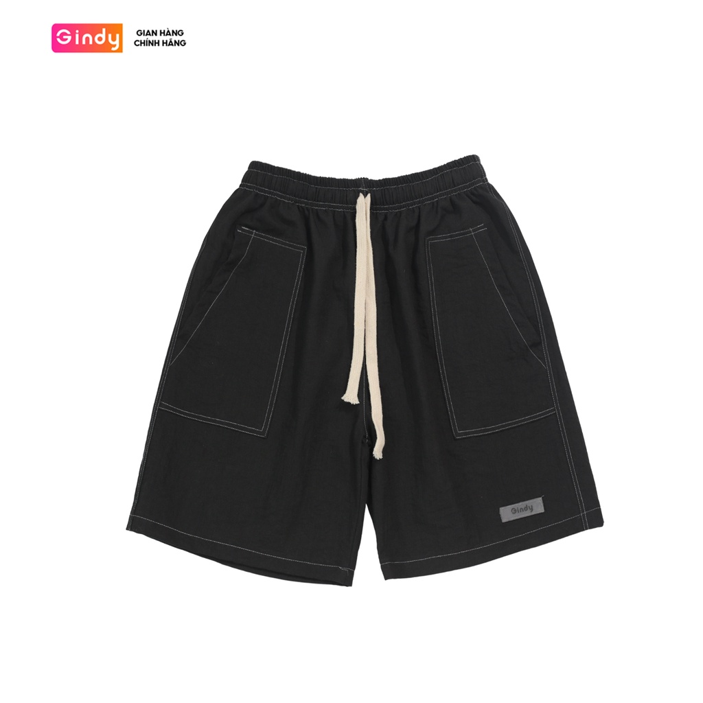Quần đùi đũi shorts siêu mát nhẹ thấm hút mồ hôi GINDY 2 màu đen, be thời trang thu đông 2023 Q023