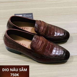 Giày nam màu nâu sẫm - da bò - bảo hành 12 tháng