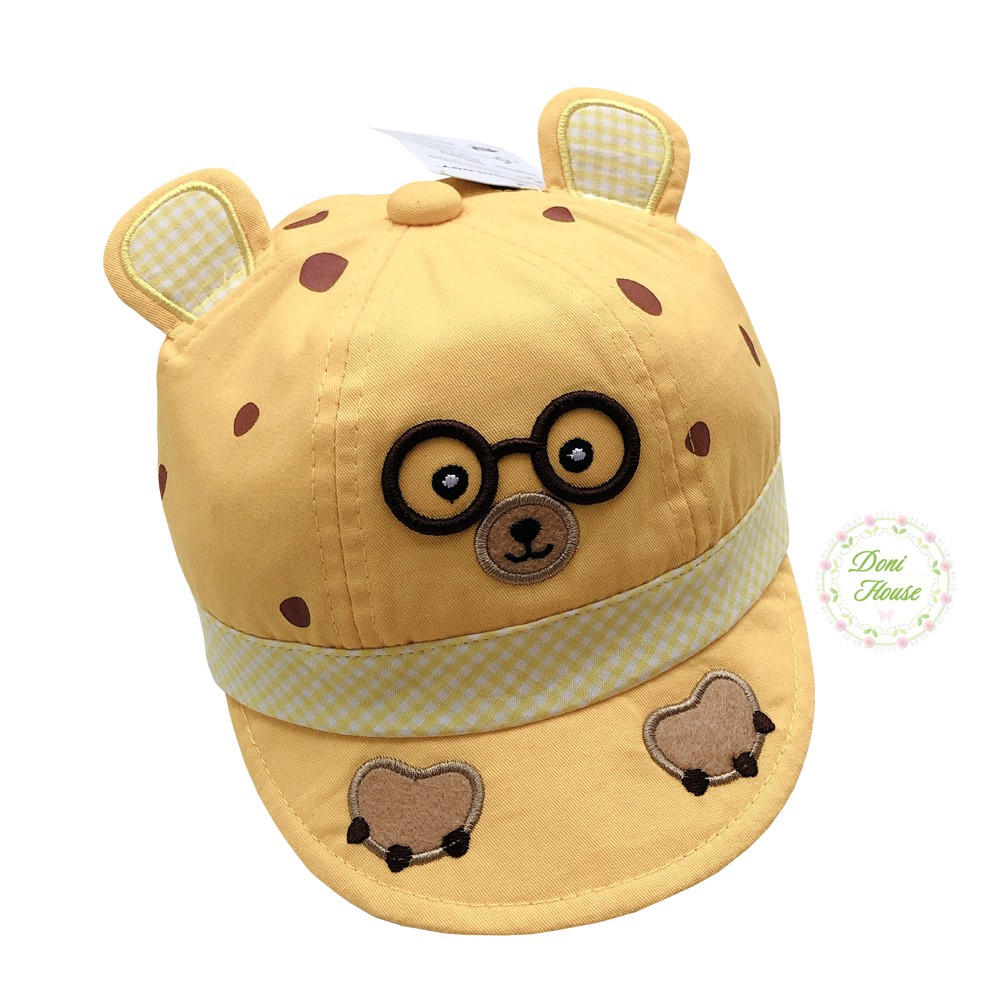 [Bé Dưới 1,5 Tuổi] Nón Kết Mũ Lưỡi Trai Từ 1 Tuổi Vòng Đầu 47cm Cho Bé Trai Bé Gái Thêu Mặt Gấu Với 2 Tai Dễ Thương NK41