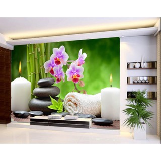 Tranh dán tường 3D Spa - Vải lụa -  kích thước theo yêu cầu