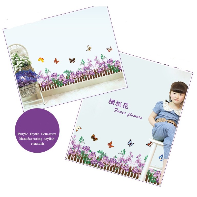 Decal dán chân tường Hoa tím - DCT012