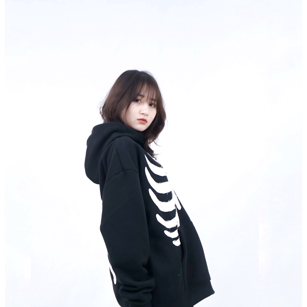 Áo hoodie local brand chính hãng, hoodie unisex form rộng Bone-white