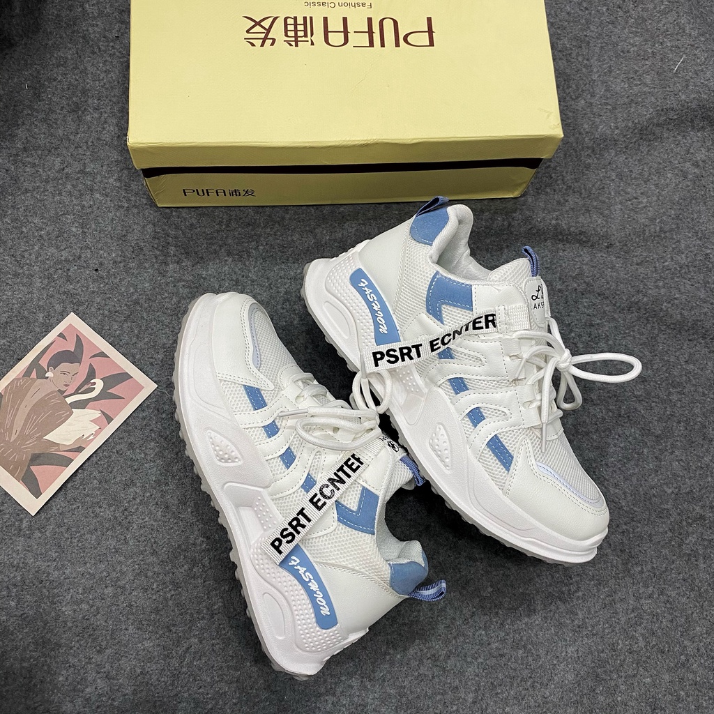 Giày thể thao nữ trắng - xanh cá tính | BigBuy360 - bigbuy360.vn