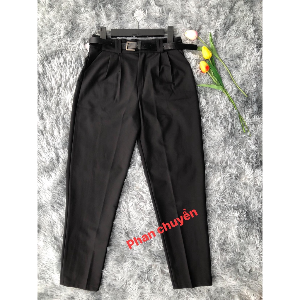 Quần tây nữ dáng baggy công sở lưng cao kèm đai chuẩn form chất vải hai biên cao cấp hàng đẹp bán shop