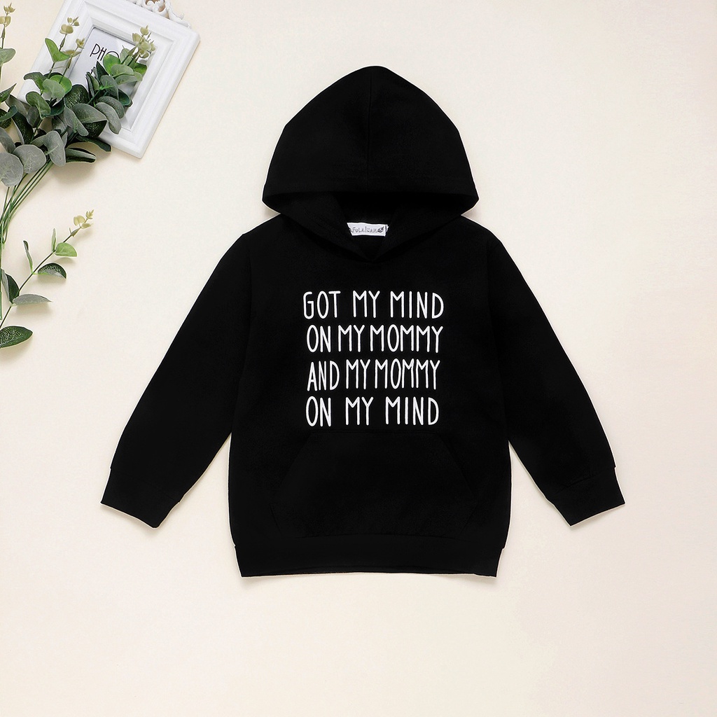 Áo hoodie in chữ kiểu dáng thể thao thời trang thu đông dành cho bé trai 0-5 tuổi