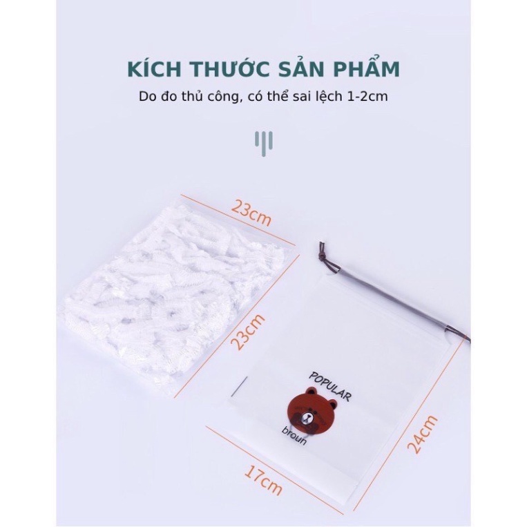 Màng bọc thực phẩm co giãn siêu dai có chun hình túi gấu set 100 chiếc - Kanta store