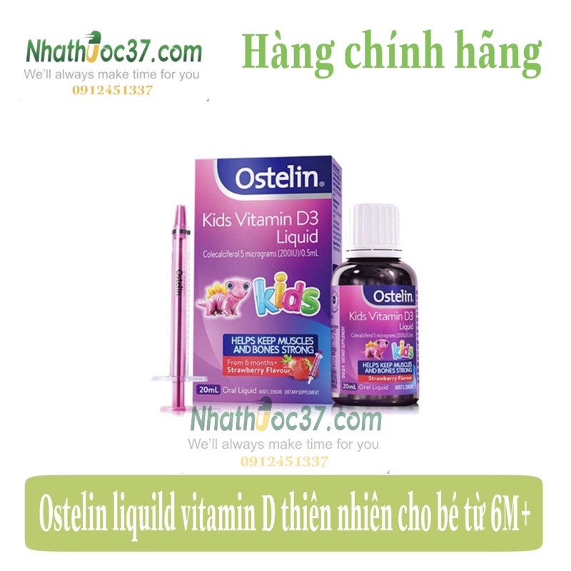 Ostelin vitamin D liquild 20ml cho bé, bổ sung vitamin D giúp hấp thu canxi và phát triển chiều cao