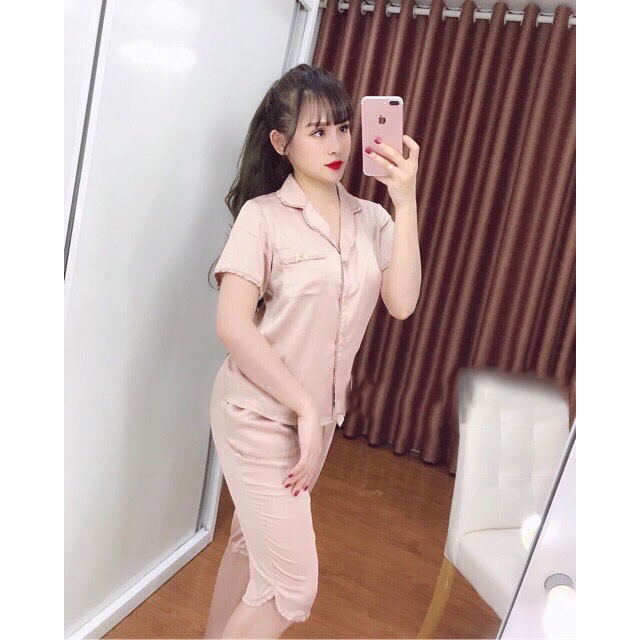 đồ bộ măc nhà pijama phi lụa không bóng 0096