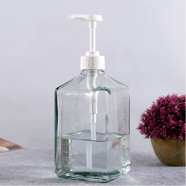 Bình bơm siro thủy tinh có vòi định lượng 10ml đựng dung dịch, siro, sữa tắm,... ( mỗi lần xịt 10ml)