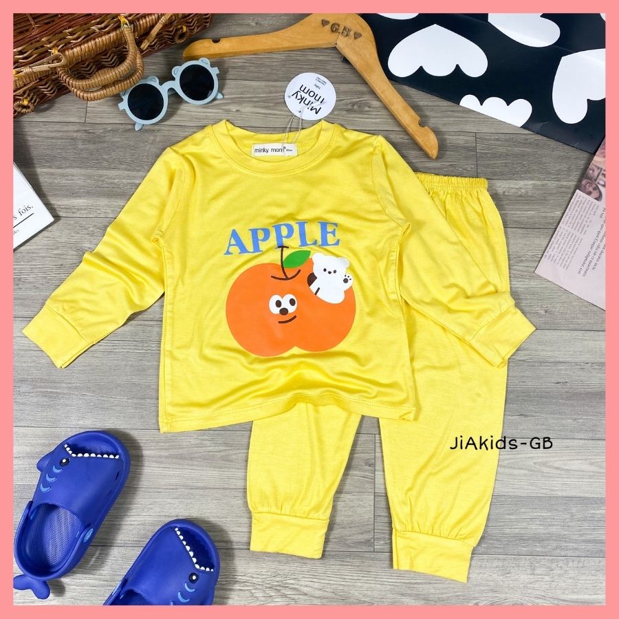 Bộ Thun Lạnh Dài Tay Cho Bé Trai Bé Gái 8-19kg -TD-IN61 In Hoạ Tiết Tối Giản Chất Vải Thoáng Mát