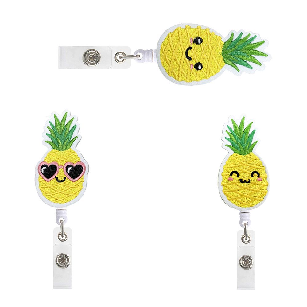 DAPHNE Outdoor Pineapple Badge Clip 360 Degree Rotation Nameplate Rack Adjustable Alligator Clip Office Worker Felt Reel Badge Holder