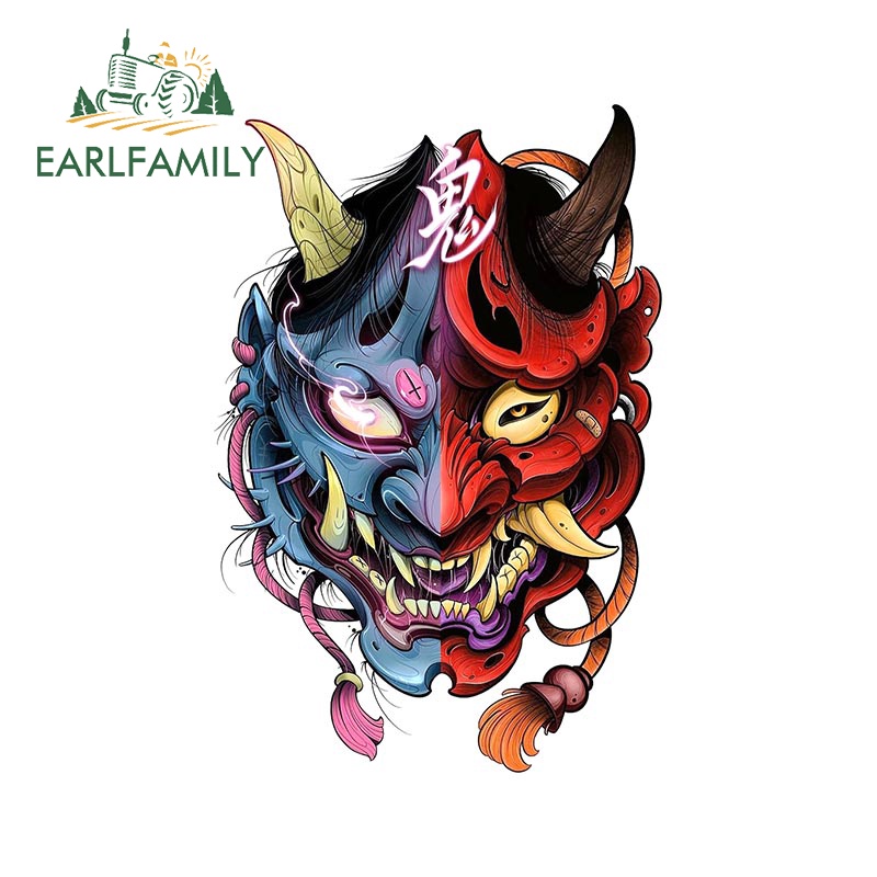 Đề Can Dán Trang Trí Xe Hơi Chống Trầy 13Cmx9.5Cm Hình Quái Vật samurai red