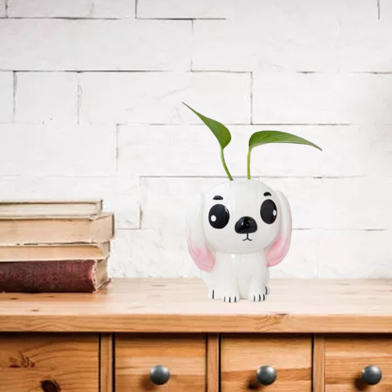 Khuôn Silicone Làm Chậu Cây Hình Chú Chó Mắt To 3D DIY