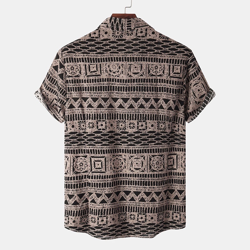 Áo Sơ Mi Tay Ngắn Dáng Rộng In Họa Tiết Hoa Phong Cách Retro Dành Cho Nam Giới Màu Đỏ / Xanh Dương / Kaki / Đen