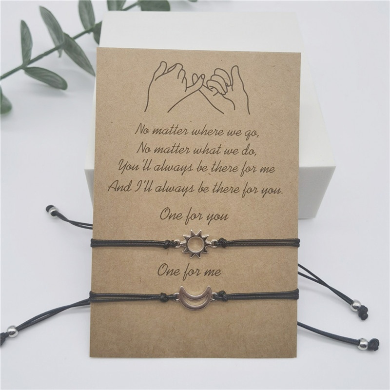 Set 2 Vòng Tay Mặt Hình Mặt Trời Mặt Trăng Sáng Tạo Cho Cặp Đôi