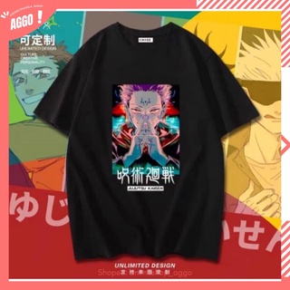 Áo Thun Tay Lửng Đen In Hình Anime Jujutsu Kaisen Gojo Satoru