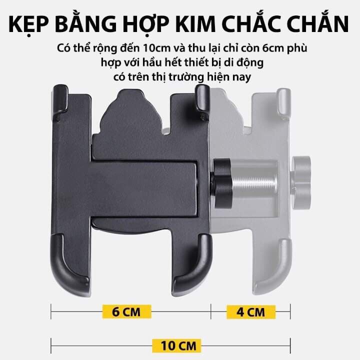 GIÁ ĐỠ ĐIỆN THOẠI XE MÁY C2 KIM LOẠI CHỐNG CƯỚP, CHỐNG MƯA GẮN CHÂN GƯƠNG