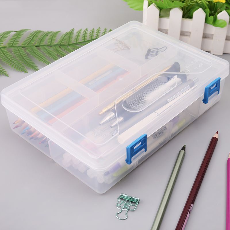 Hộp Đựng Bút Bằng Nhựa Trong Suốt Hai Lớp Tiện Dụng Scho