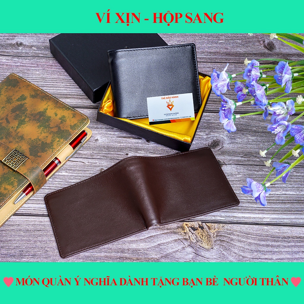 Ví nam cao cấp [Full Hộp] chuẩn da bò nappa, chất mềm dẻo thiết kế sang trọng lịch lãm đa năng BH 12 tháng