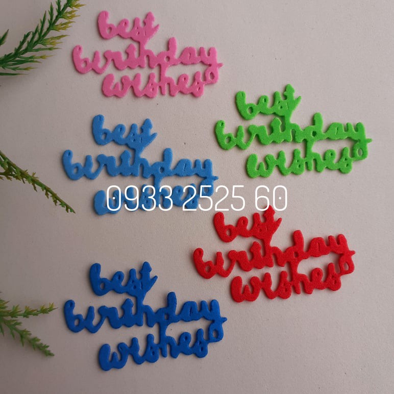 5 chữ Best Birthday Wishes bằng xốp, 5.8x3.7cm - Hình trang trí thiệp - Phụ kiện trang trí handmade - DIY - giấy xốp