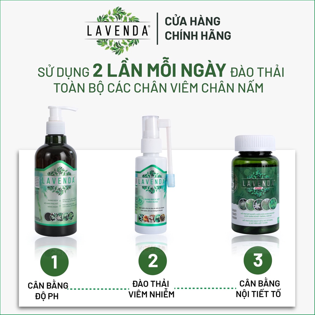 Dung dịch xịt vùng kín thảo dược LAVENDA làm sạch vùng kín, xoá sổ khí hư huyết trắng nấm ngứa, khử mùi hôi 60ml