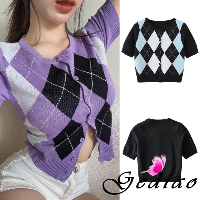 Áo Len Nữ Ngắn Tay Cổ Tròn Thời Trang