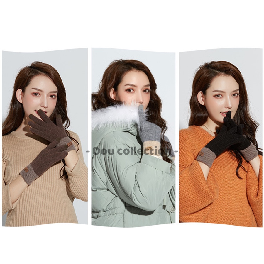 Găng tay len dệt kim dày cao cấp màu trơn giữ ấm thiết kế ngón tay chạm màn hình cảm ứng - GOLOVE JOY - Mã GT003