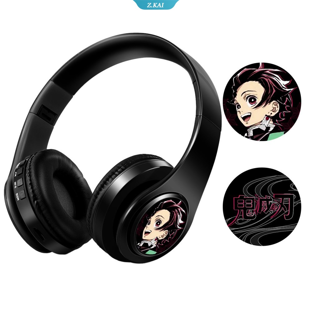 Tai Nghe Bluetooth V5.0 Hóa Trang Kimetsu Kamado Tanjirou Phong Cách Anime Nhật Bản Có Micro Hỗ Trợ Thẻ TF
