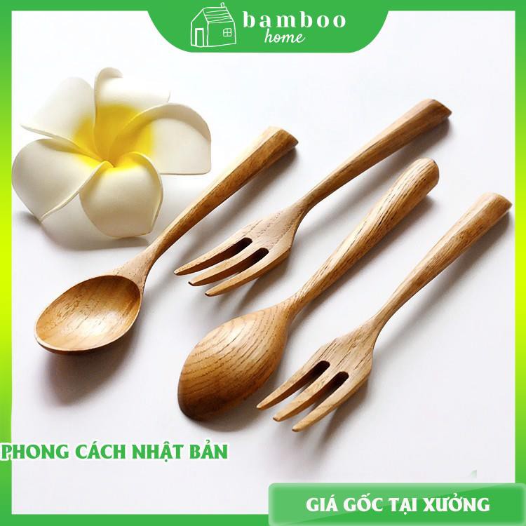 Thìa dĩa gỗ cafe màu tự nhiên BAMBOOO ECO phong cách Nhật Bản 01 chiếc