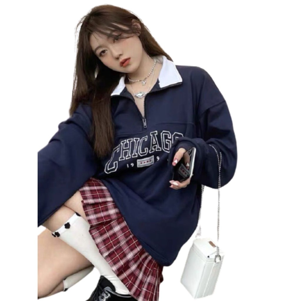 Áo Hoodie Sweater Nữ Khóa Cổ Chicago 1994 Mã 681 Xưởng May HKN