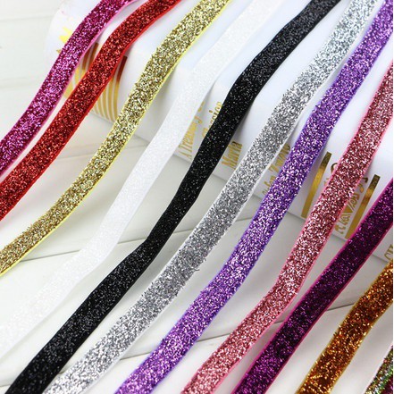 5 /50yards 3/8&quot;(10mm) Cuộn Dây Ruy Băng Nhung Kim Tuyến Thắt Nơ Gói Quà Giáng Sinh