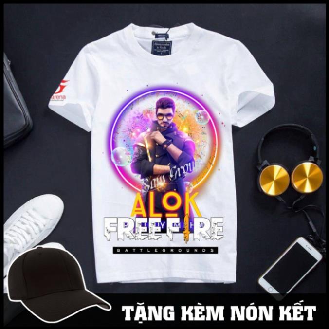 Takan Store [Hàng có sẵn]Áo thun Free Fire Cotton Màu Trắng - Alok Takan Store