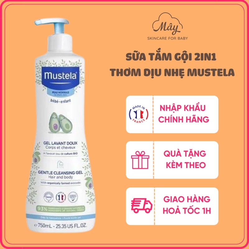 [Nhập khẩu chính hãng] Sữa tắm dịu nhẹ thơm cho bé sơ sinh Mustela 200ml