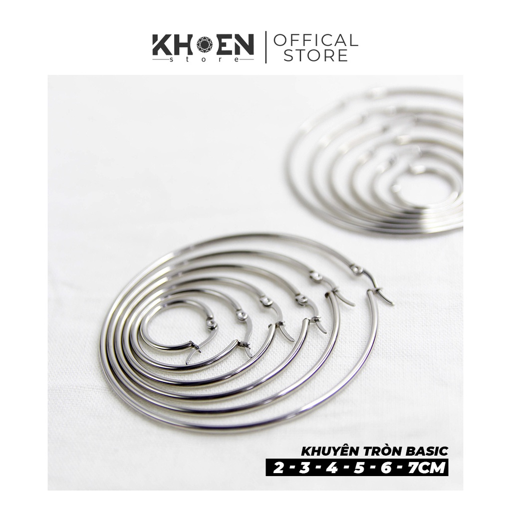 Bông tai nữ Tròn trơn màu bạc  - Thép không gỉ - Khoen store