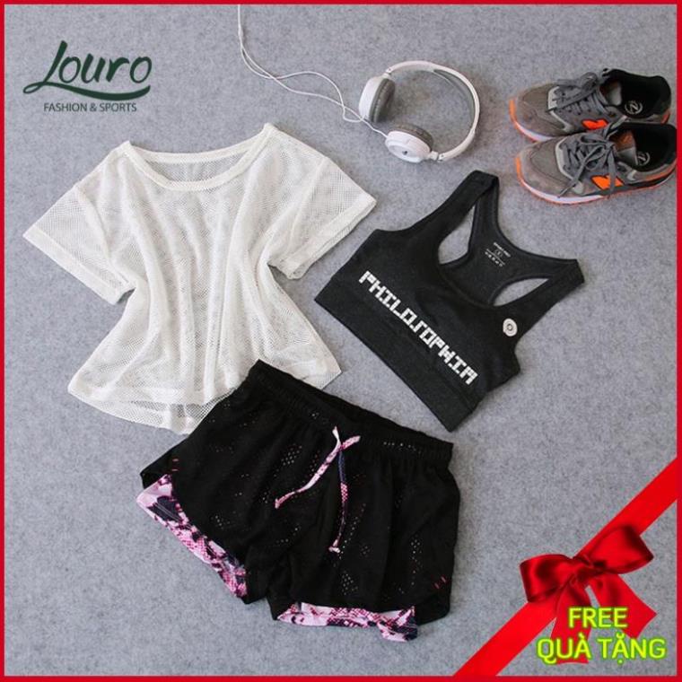 Sét bộ đồ tập gym nữ Louro SE17, dùng bộ đồ tập yoga, gym, zumba, chất liệu siêu đẹp, co giãn, thoáng mát Đẹp *