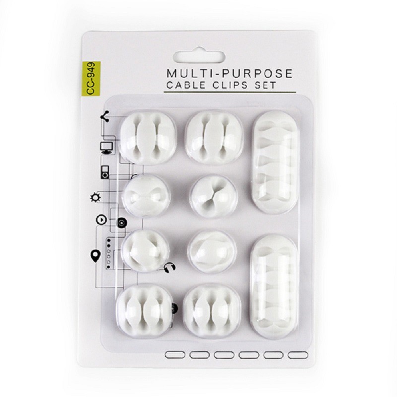 Bộ 10 nút kẹp giữ dây cáp sạc, dây chuột máy tinh và các loại dây khác