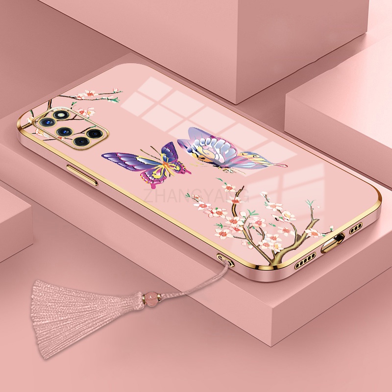 ốp lưng oppo a52 a92 Ốp Điện Thoại Silicon Họa Tiết Bươm Bướm Kèm Dây Đeo Cho oppo a52 a92