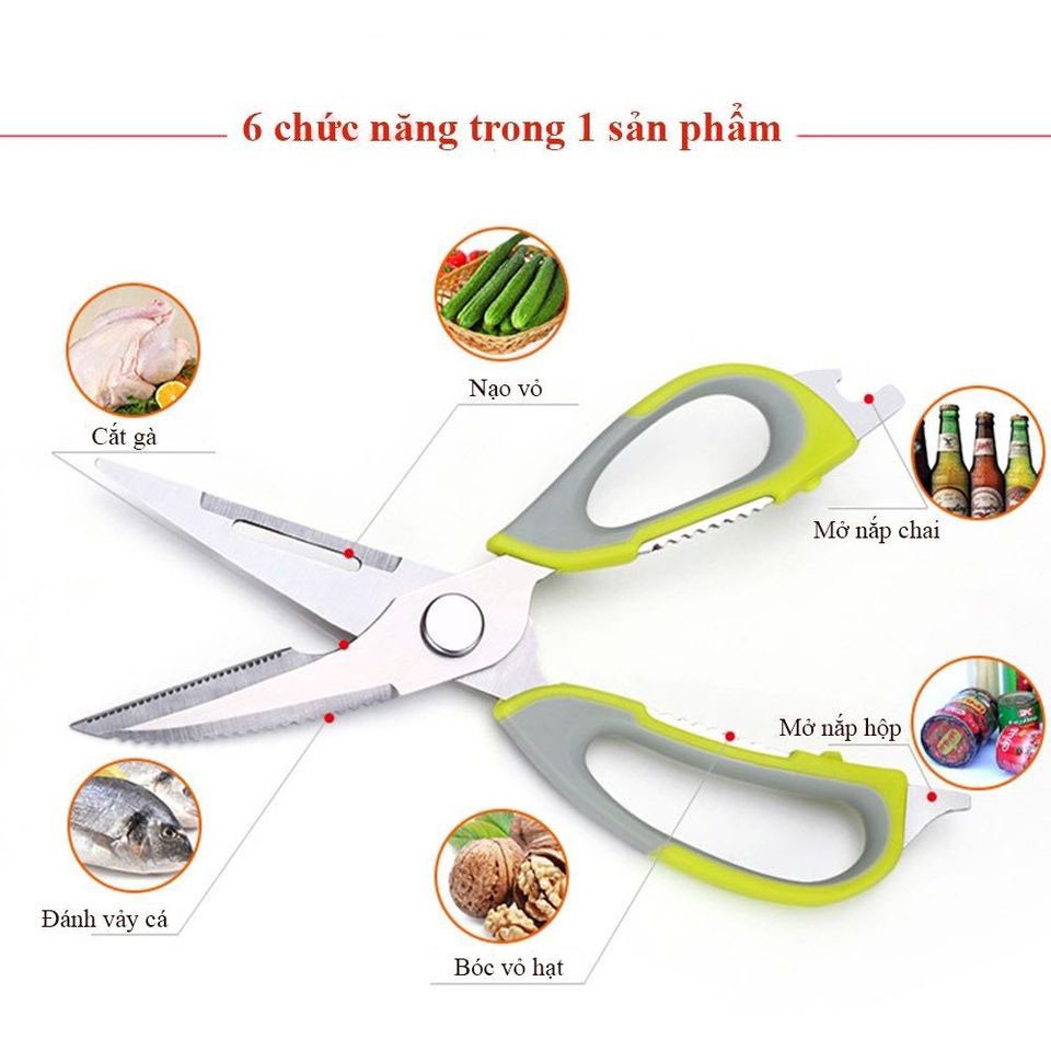 Kéo nhà bếp đa năng 6 tính năng hàng cao cấp SSGP có logo