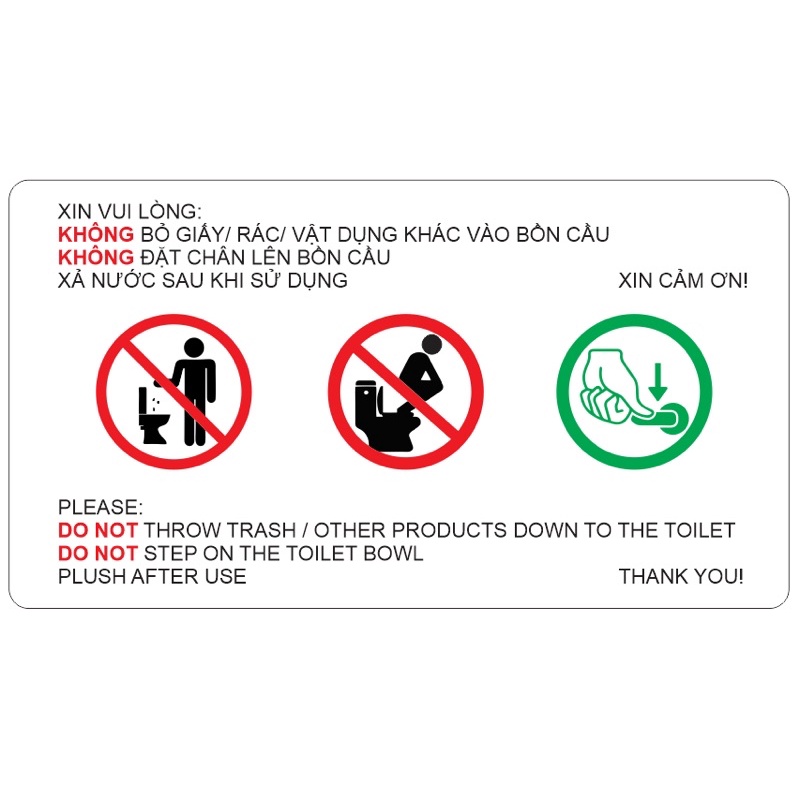 Poster/Sticker tấm decal dán biển báo nhà vệ sinh, toilet, restroom, nhà tắm, WC... chống nước