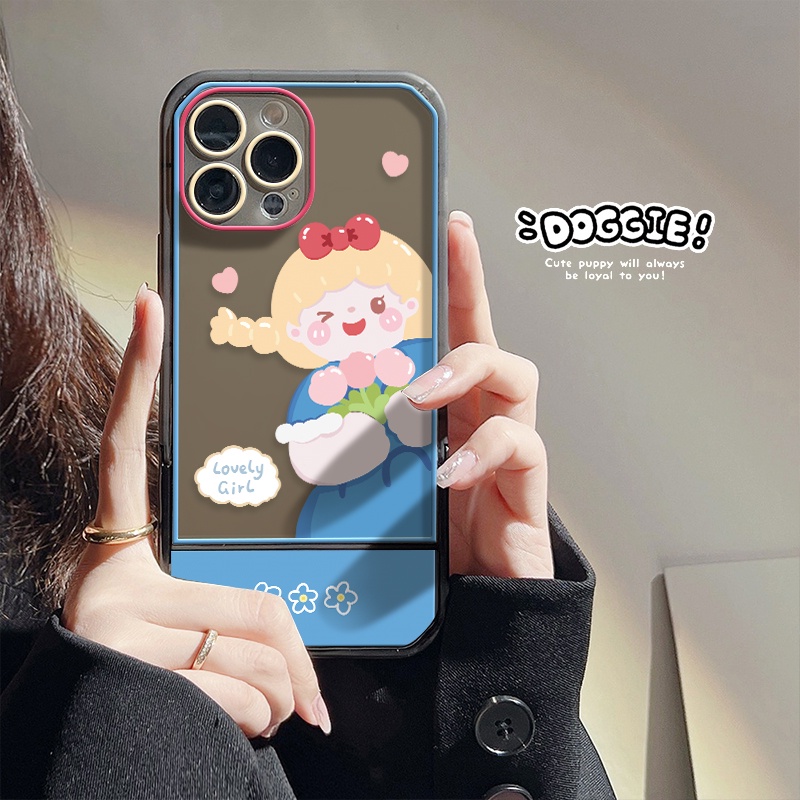 Ốp Điện Thoại Silicon TPU Mềm Trong Suốt Có Giá Đỡ Hình Cô Gái Cho Iphone 12 13 Pro SE 2020 6 6S 7 8 Plus X XS XR Max 11 Pro Max