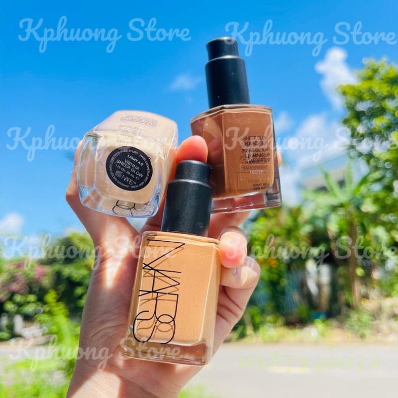 Kem nền Na.rrs  TESTER CÓ VÒI KHÔNG NẮP Sheer Glow Foundation  30ml ( bản thường không vòi ạ)