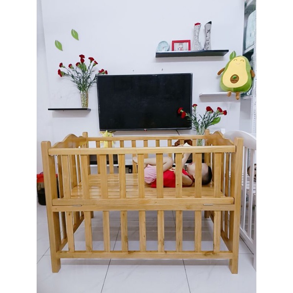 Cũi Gỗ Quế Màu Trắng