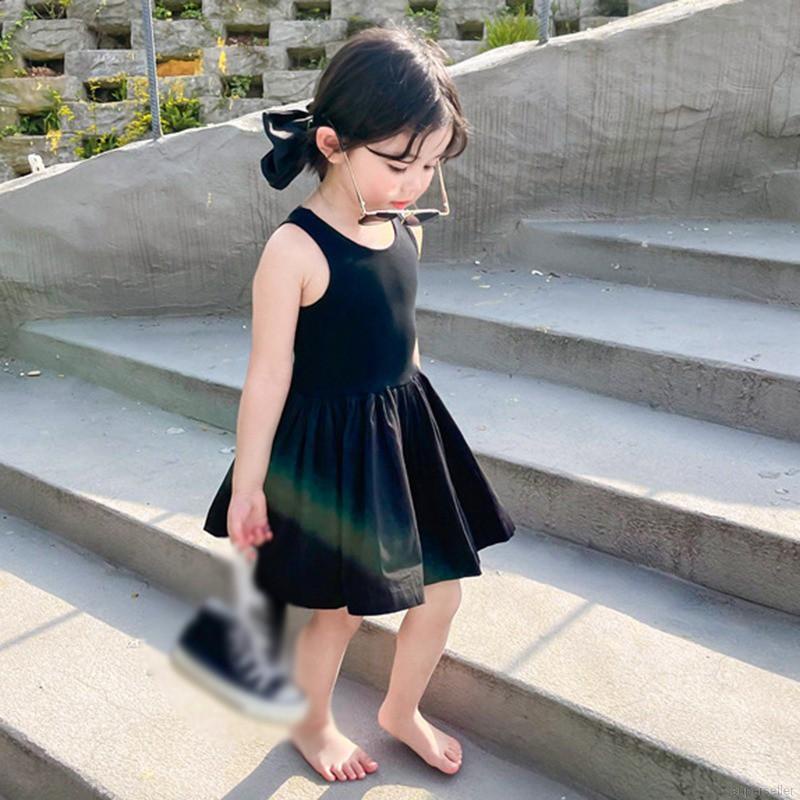 Đầm không tay dáng ôm dây đan chéo sau lưng ngọt ngào phong cách Hàn Quốc cho bé gái