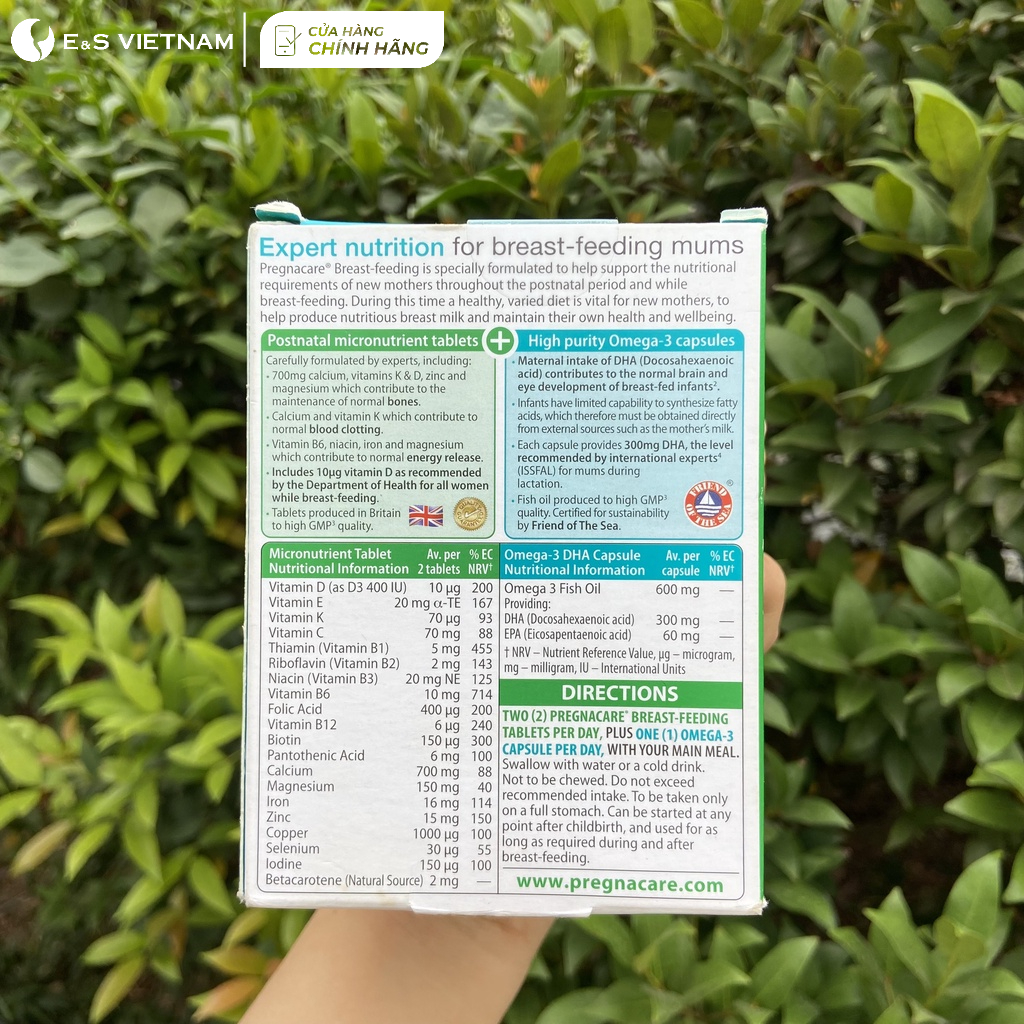 Vitamin Tổng Hợp cho mẹ Bổ Sung 20 loại vtm tổng hợp Hàm Lượng Cao giúp con Bú No, Khỏe Mạnh Pregnacare Breastfeeding