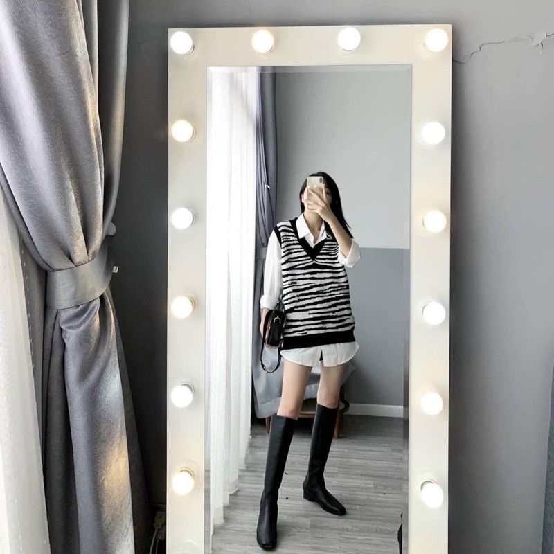 [ CÓ ẢNH THẬT + VIDEO TỰ QUAY ] Áo Gile Vằn Trắng Chất Len Dày Dặn Mix Đồ Lên From Cực Xinh Nha Hàng  QC L1