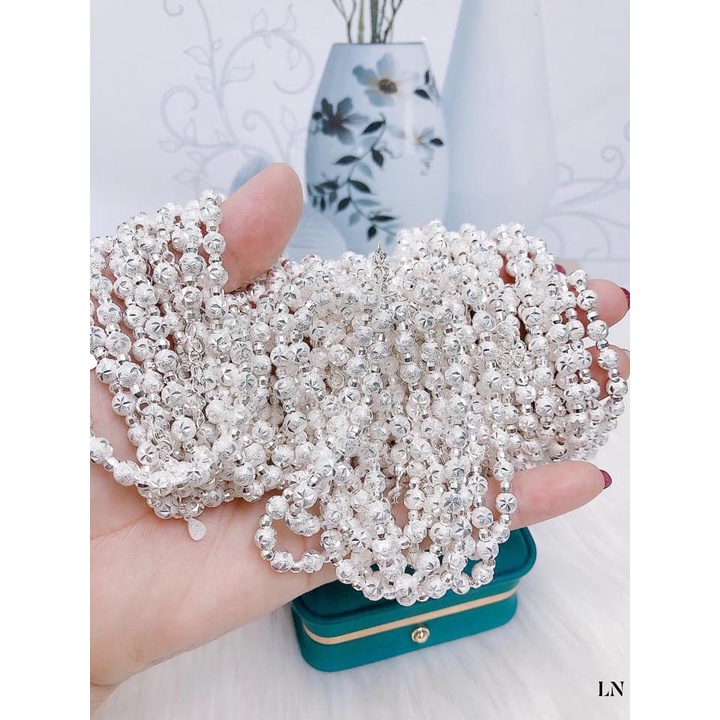 Lắc tay nữ bạc thật bi phay cao cấp sang trọng - Kho sỉ bạc Nhất Linh
