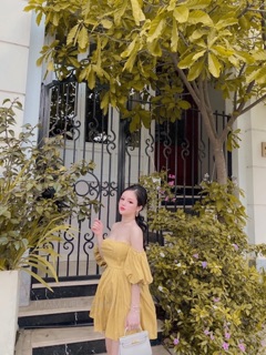 Đầm xoè cup trễ vai