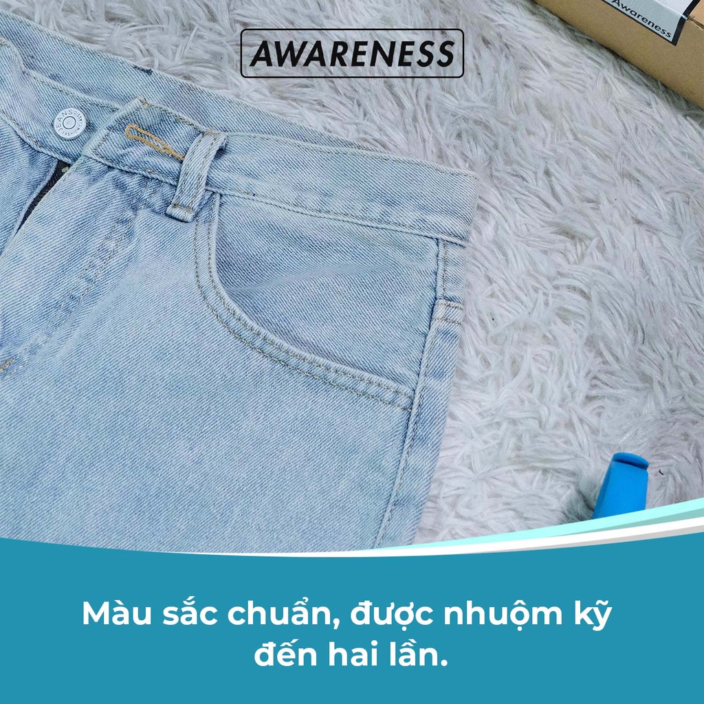 Quần jean nam xanh baggy ống suông rộng chất denim dày dặn dễ phối đồ phong cách Hàn Quốc J10 - jean baggy AWARENESS