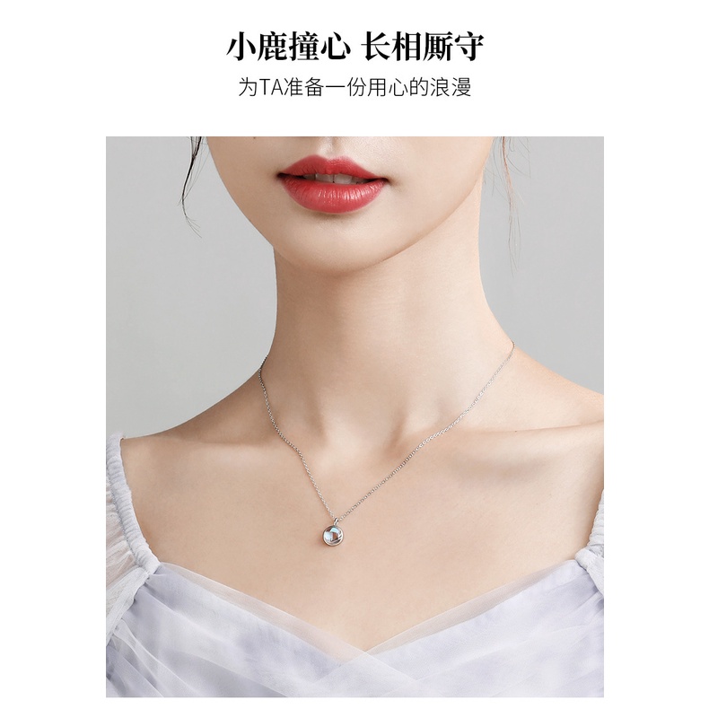 [Hàng Mới Về] Dây Chuyền Mặt Hình Trái Tim Đính Đá Mặt Trăng Nhỏ Thời Trang Mùa Hè Cho Nữ