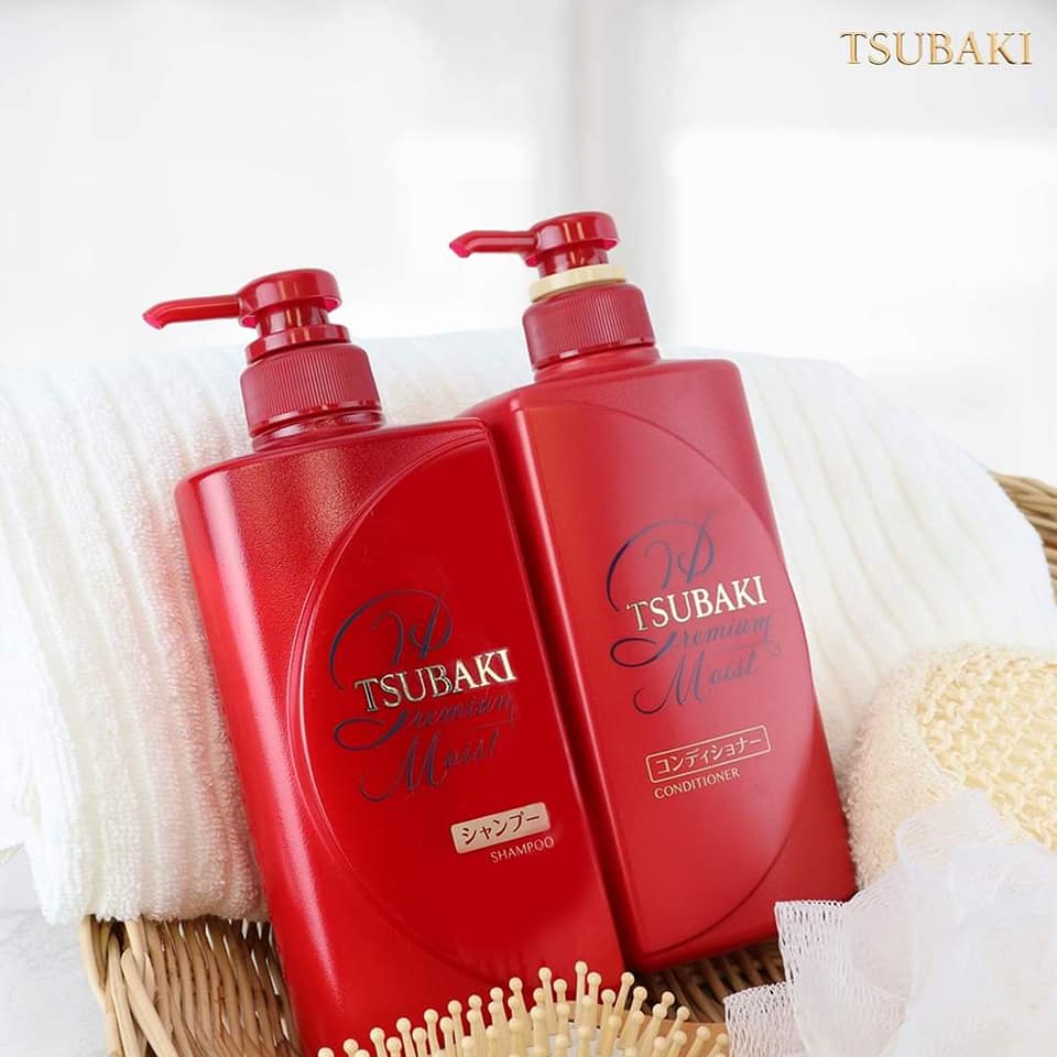 Dầu Gội - Xả Dưỡng Tóc Bóng Mượt Tsubaki Premium Moist 490mL